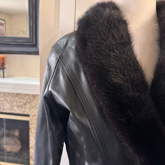 Vintage Kaiser x Mob Wife Pennylane Italian Leather Cropped Jacket Black Medium - Picture 2 of 10